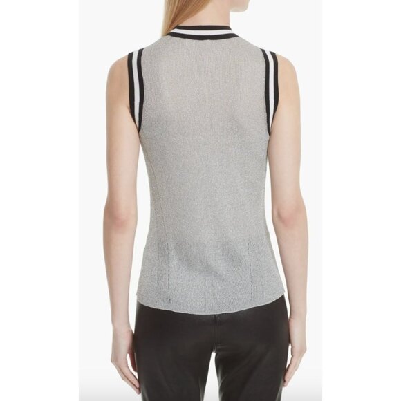 RAG & BONE Priya Metallic Striped Silver Knit Sleeveless Sweater Tank Top Size S - Picture 9 of 10